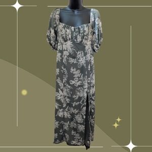 ✨ Abercrombie Emerson Poplin Puff Sleeve Midi Dress Size Medium